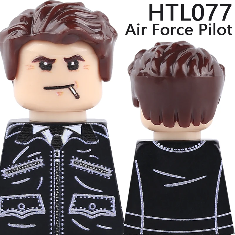 2차 세계대전 군사 공군 조종사 병사 피규어 빌딩 블록 UV 프린팅 전사 코트 보병 바디 헤드 표정 브릭 장난감