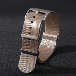 Black Ribbed Nylon Watch Band - Premium Military Sport Strap - 22mm (Beige)