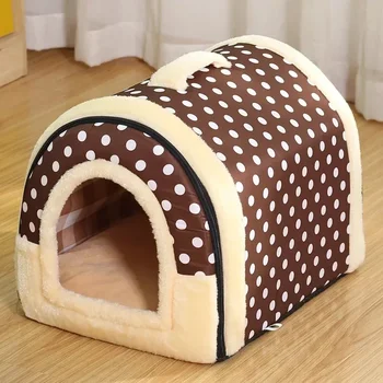 1pc Winter and Autumn Warmth Cat Nest All Season Portable Pet Nest Medium and Small Dog Kennel Semi Enclosed Warm Folding