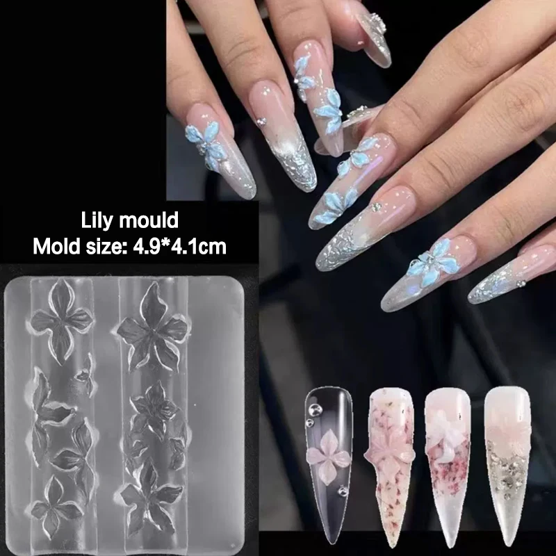 1Pc 딸기 실리콘 네일 몰드 장미 꽃 모양 네일 장식 네일 살롱 손톱 DIY 디자인 네일 아트 매니큐어 도구