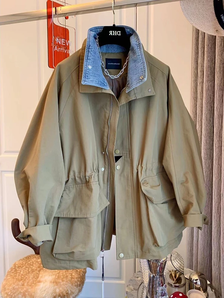 

Tannt Women Coat Denim Patchwork Asymmetry Fake Two Coats And Jackets Women Asymmetry Leisure Winter Coat Women 2023 New
