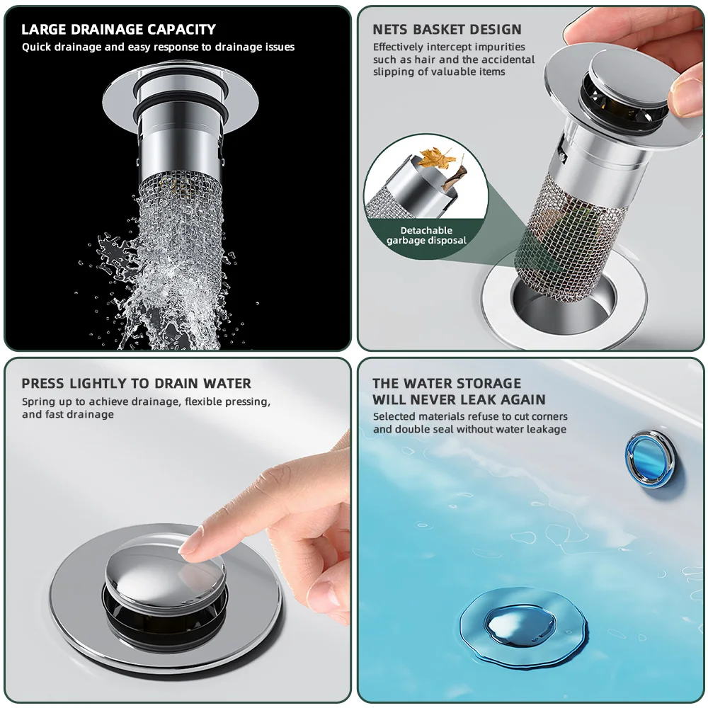Sink Filter Sink Drains Filter Bathroom Pop-Up Sink Filter Plug Stopper Wash Basin Hair Catcher Strainer Stopper Kitchen Accessories