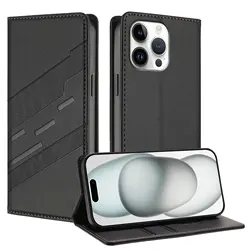 Magnetic Closure Plain Leather Wallet Flip Phone Case with Card Slots for Oukitel C61 Pro (Black)