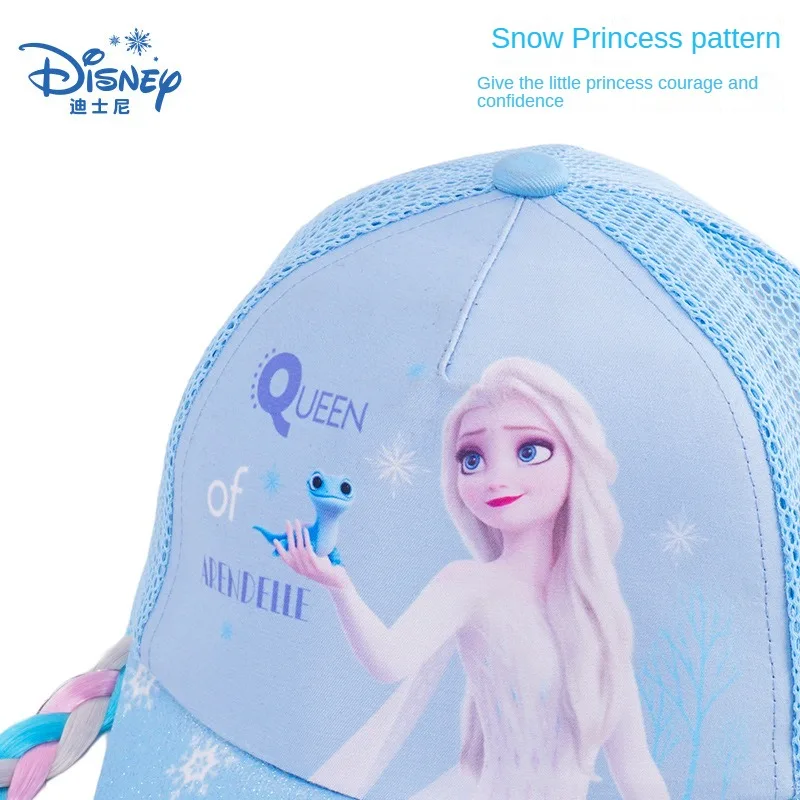 Disney Children's Frozen Adventure Baseball Hat Girls' Duck Tongue Hat Summer Thin Mesh Sunscreen Disney Braid Kid Birthday Gift
