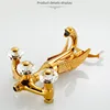 KEMAIDI Retro Freestanding Bath Shower Set Bathroom Shower Faucet Set Swan Design Faucets Mixer with Crystal handwheel Hot Cold 4