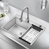 Modern Thickened Kitchen Sinks for Restaurant Brushed Metal Multi-functional Sink Simple Commercial Kitchen Sink for Dining Room 2