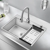 Modern Thickened Kitchen Sinks for Restaurant Brushed Metal Multi-functional Sink Simple Commercial Kitchen Sink for Dining Room 2
