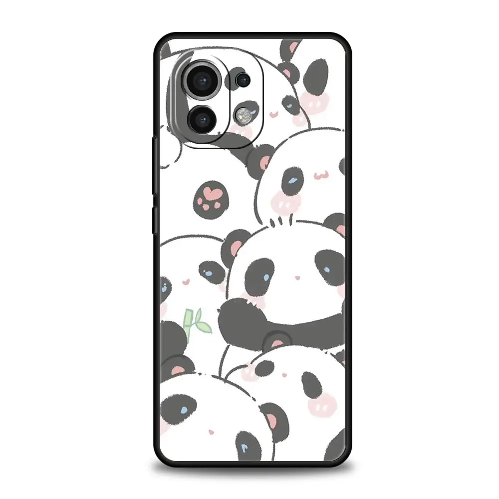 Cute Panda Climbing Bamboo Soft Black Phone Case