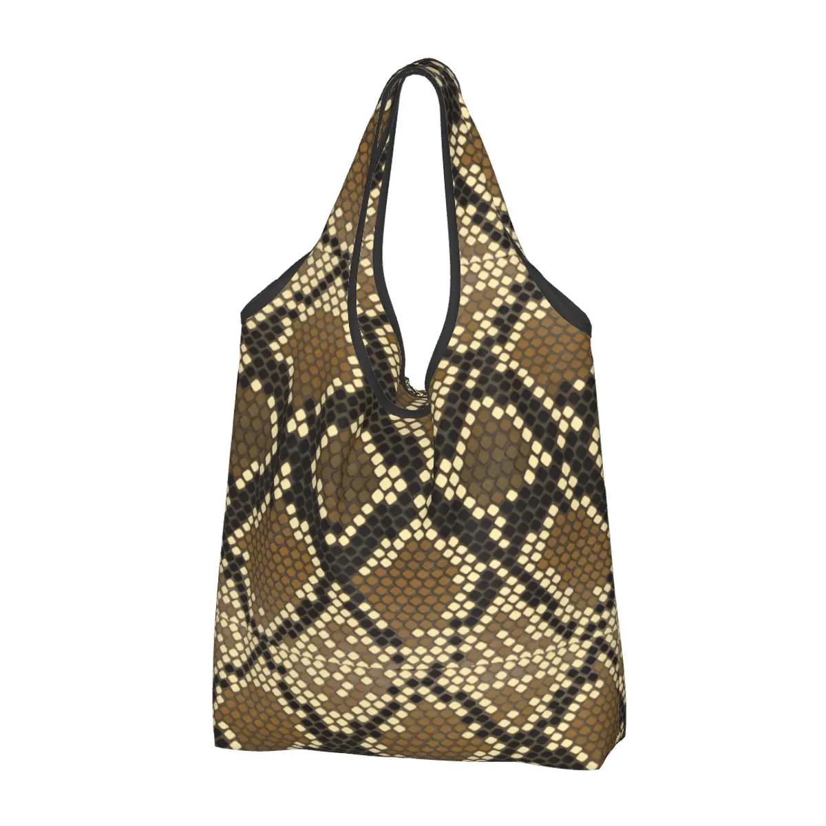 Snake Skin Print Shopping Bags Women Portable Large Capacity Grocery Snakeskin Texture Tote Shopper Bags