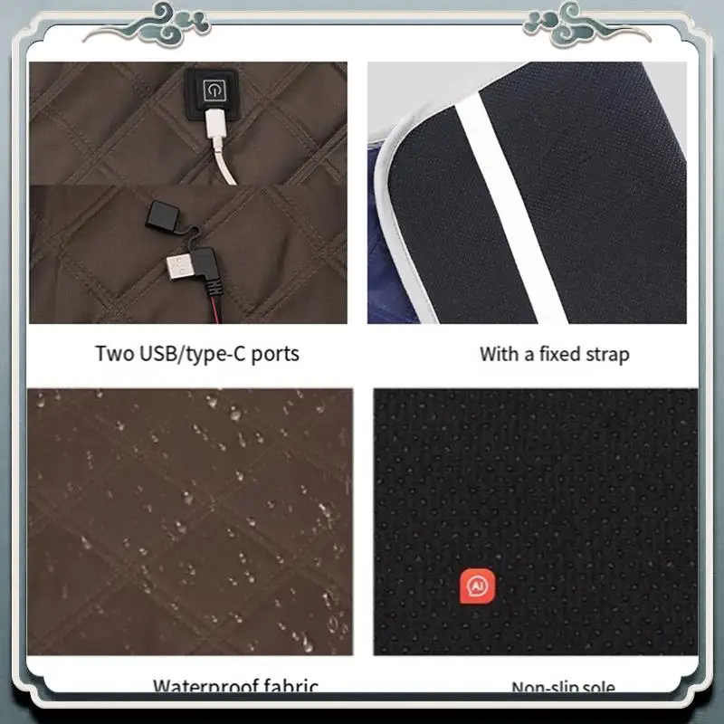 Durable Supplies USB Powered Seat Cushion Portable Heated Chair Cushion+Intelligent Temperature Control For Camping Home