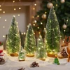 1set Mini Christmas Tree Ornaments Christmas Pine Needles Table Bar Counter Decorations DIY Crafts Pine Needle Tree Window Decor