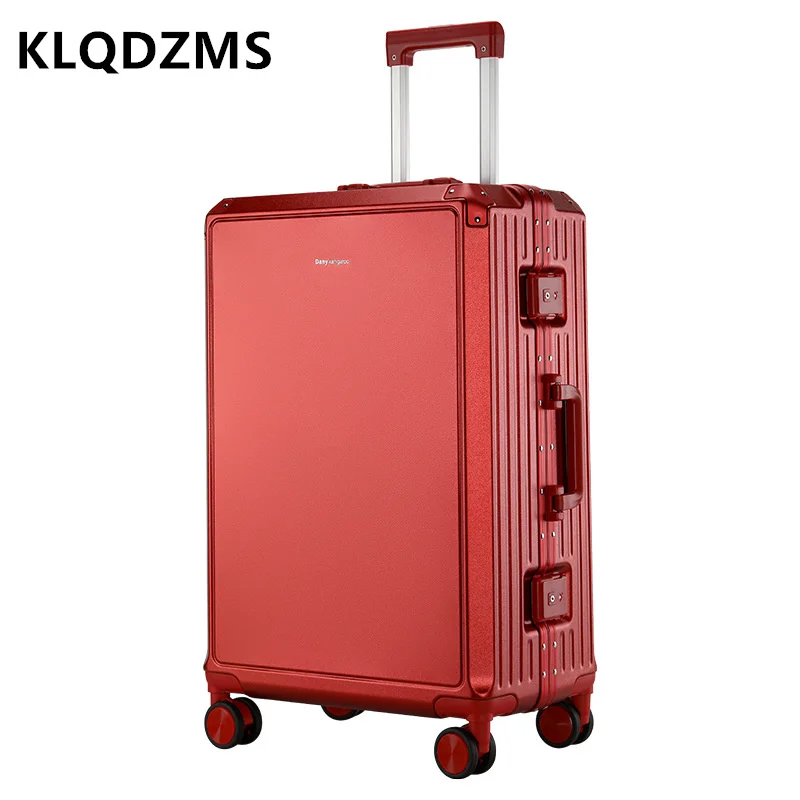 

KLQDZMS 20"22"24"26 Inch New Luggage Aluminum Frame Trolley Case Student Boarding Box Men's Password Box Rolling Line Suitcase