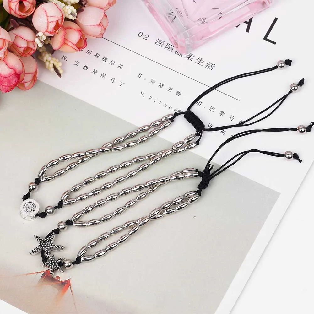 Vintage Bracelet Foot Jewelry Handmade Beads Chain Anklets For Women Ankle Leg Charm Rune Starfish Bracelet
