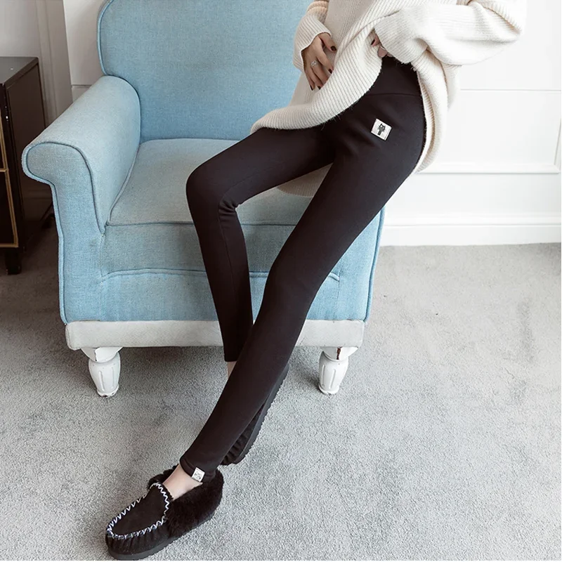 2024 Autumn Winter Maternity Skinny Legging Korean Fashion Slim Pencil Pants Clothes for Pregnant Women Thicken Warm Pregnancy 3