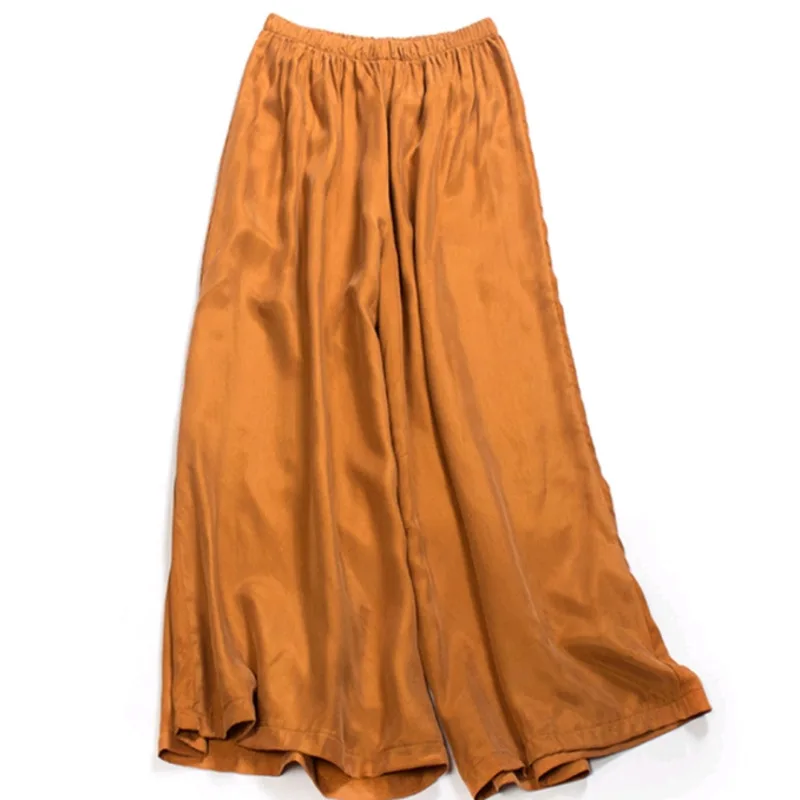 

European and American loose high waist bronze spandex wide legs 9-minute trousers skirt pants J201904000017