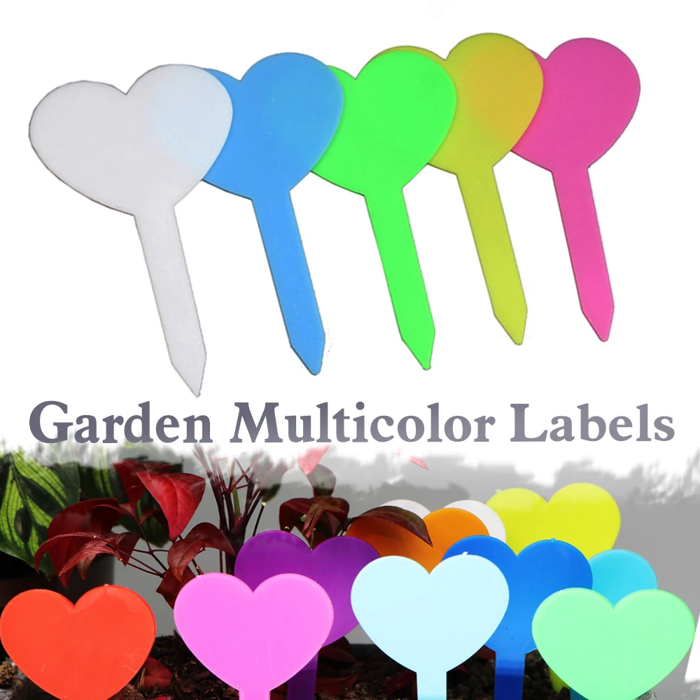 30-100PCS Garden Heart Shape Label Plastic Plant Waterproof Tag Flower Nursery Potted Anti-UV Thickened Writable Marker Stake