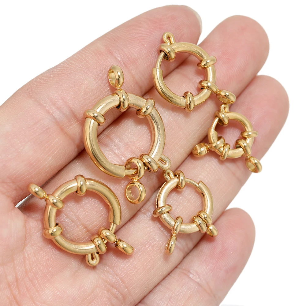 Stainless Steel Round Spring Ring Clasps DIY Clavicle Necklace Hooks Jewelry Making Connectors Findings Bracelet Supplies 4pcs
