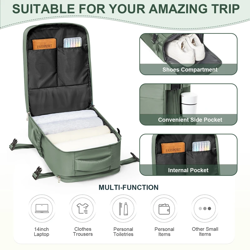 Ryanair Backpack 40x30x20 Cabin Bag Travel Women Hand Luggage Leisure Laptop...