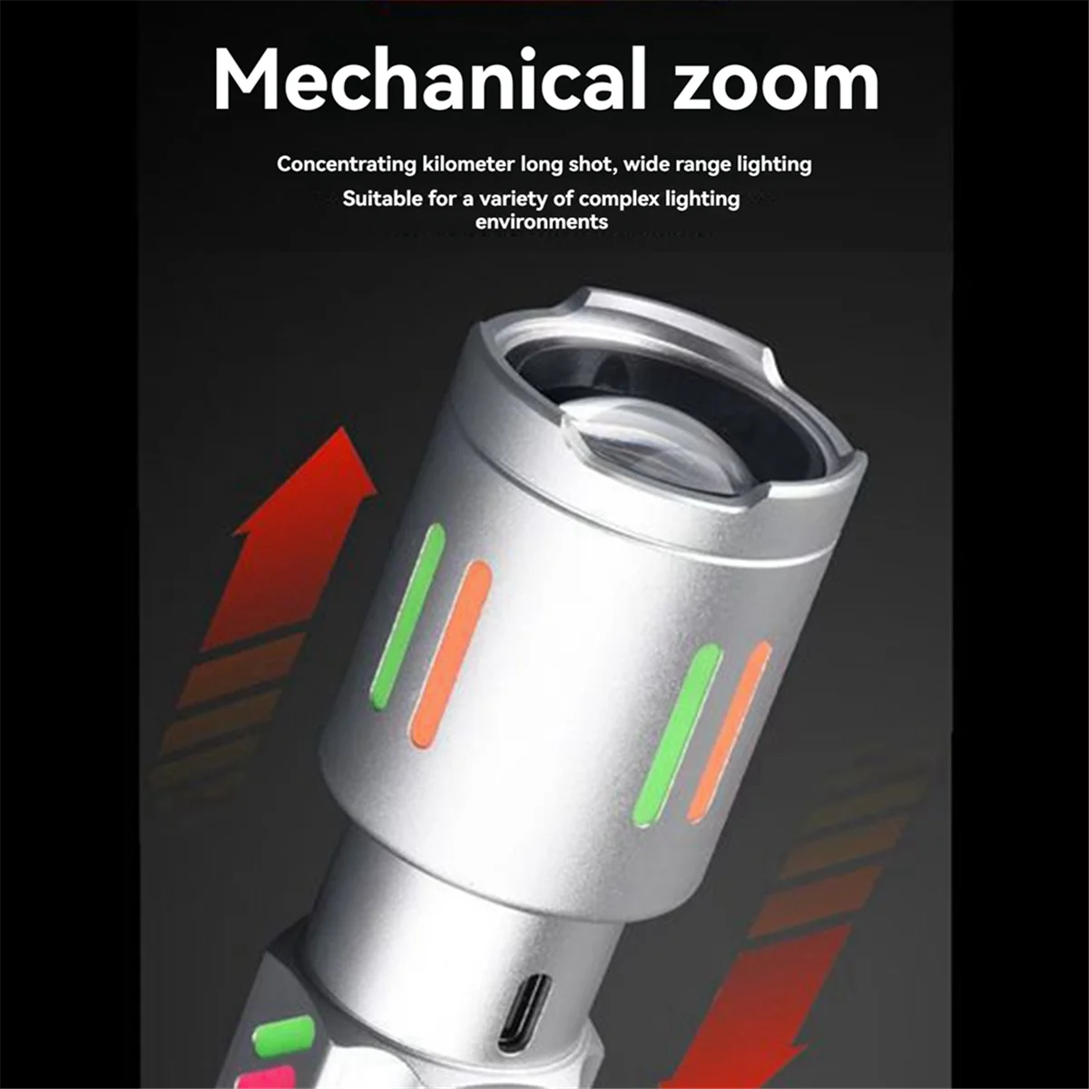 BAAU Led Rechargeable Aluminum Alloy Flashlight Outdoor Multi-Function Retractable Flashlight Convenient Lighting