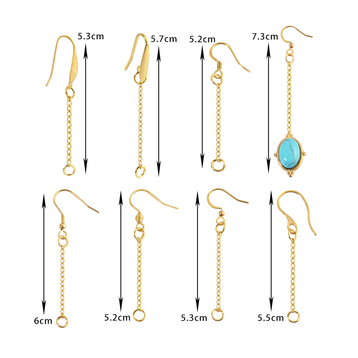 20pcs Earring Hooks Wires with Long Tassel Chain Drop Connectors for Diy Jewelry Making Finding Supplier 6