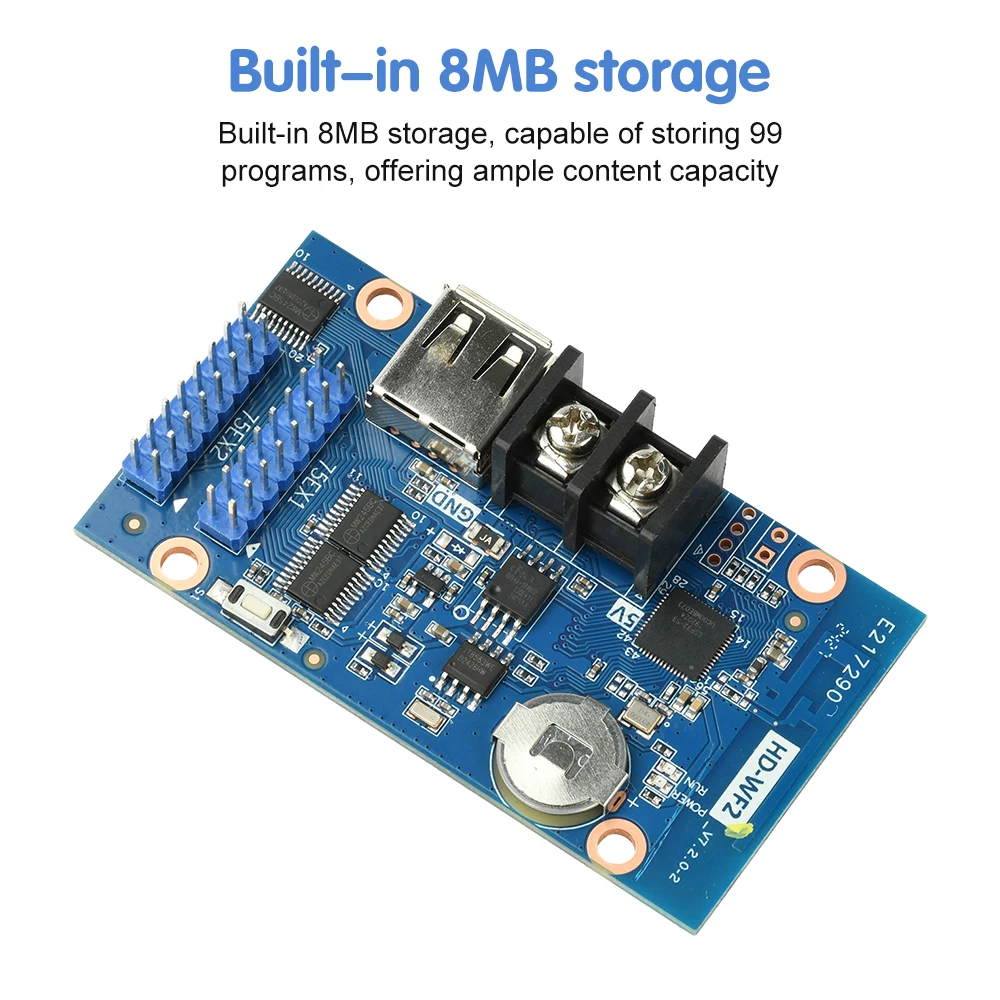 HD-WF2 HUB75 포트 WIFI 무선 LED 컨트롤러 RGB 패널 실내 컬러풀 도어 디스플레이 도어 헤드 스크린 컨트롤 카드