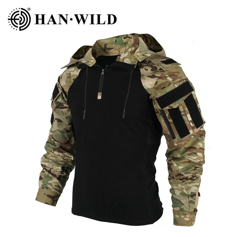 Han Wild Us Army Cp Camouflage Multicam Military Combat T-Shirt Uomo Camicia Tattica Softair Paintball Campeggio Caccia Abbigliamento
