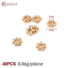  40PCS 4MM 5MM 6MM 7MM High Quality Champagne 24K Gold Color Plated Brass Bracelets Flower Spacer Beads Diy Jewelry Accessories 