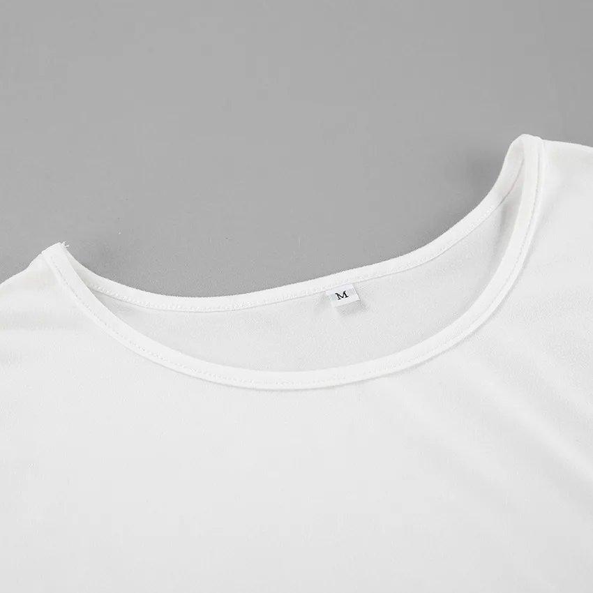 White Knit Slim T-shirt Pullover Female Ruffled Patchwork See-Through Long Sleeve Y2k Sexy Inner Top Women's Knitwear Tee