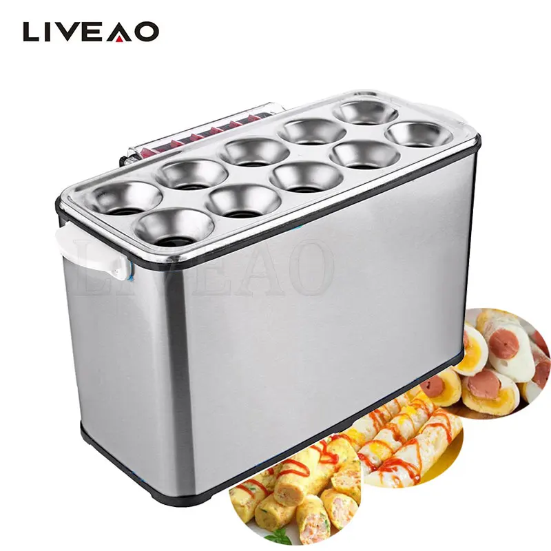 

220V 10 Holes Egg Roll Maker Multifunction Automatic Sausage Omelette Rolling Cooking Breakfast Machine