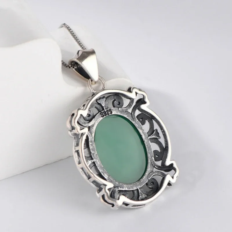 S925 sterling silver pendants for women men new fashion blue agate beauty head sculpture Palace style jewelry free shipping