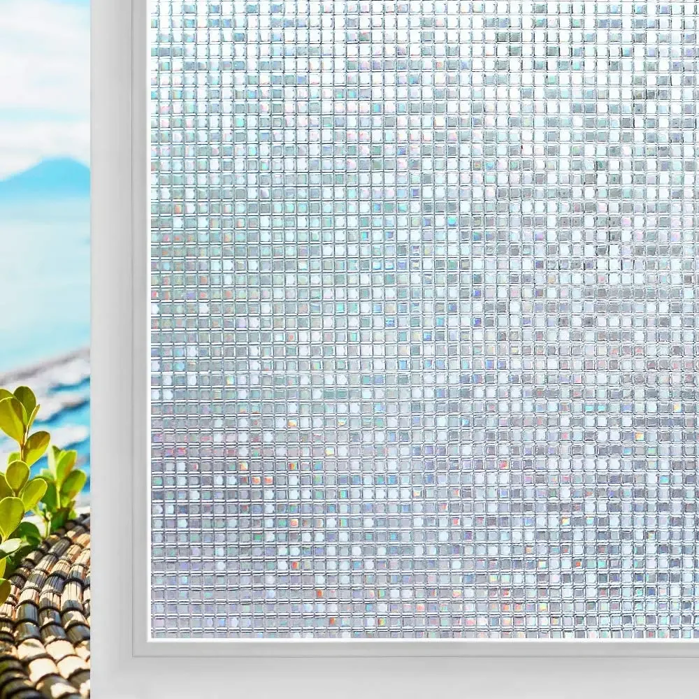 Película Para Ventana 3D Con Diseño De Mosaico - Reutilizable, Anti-UV, Aumenta La Privacidad Y Decora