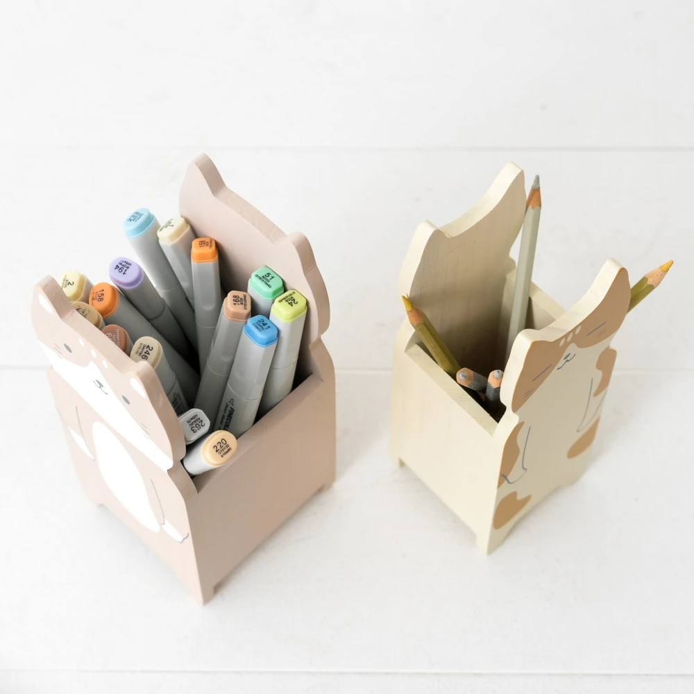 Cute Cat Pencil Holder Organizer Home Stationery Cosmetic Brush Desktop Accessories for Student School Storage Office Supplies 6