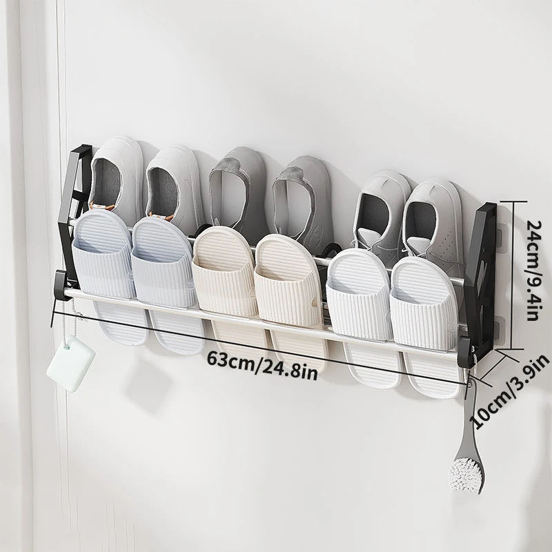 Multi Layer Assembly, Nail Free, Hole Free Door, Shoe Rack, Bathroom Slipper Rack, Simple Wall Mounted Storage Rack 6