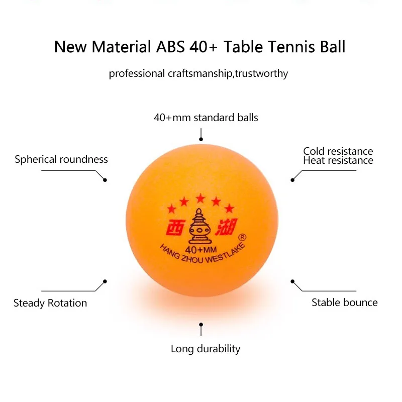 Table Tennis Balls WESTLAKE-Professional Table Tennis Balls 5 Star Ping Pong Balls 40 + mm ABS Material for School Club Training