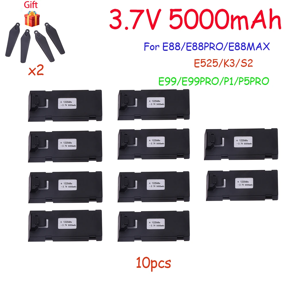 Bateria especial Mini UAV Drone, acessório da bateria para E88, E88PRO, E99, K3, LS-E525, E525 PRO, 3.7V, 5000mAh