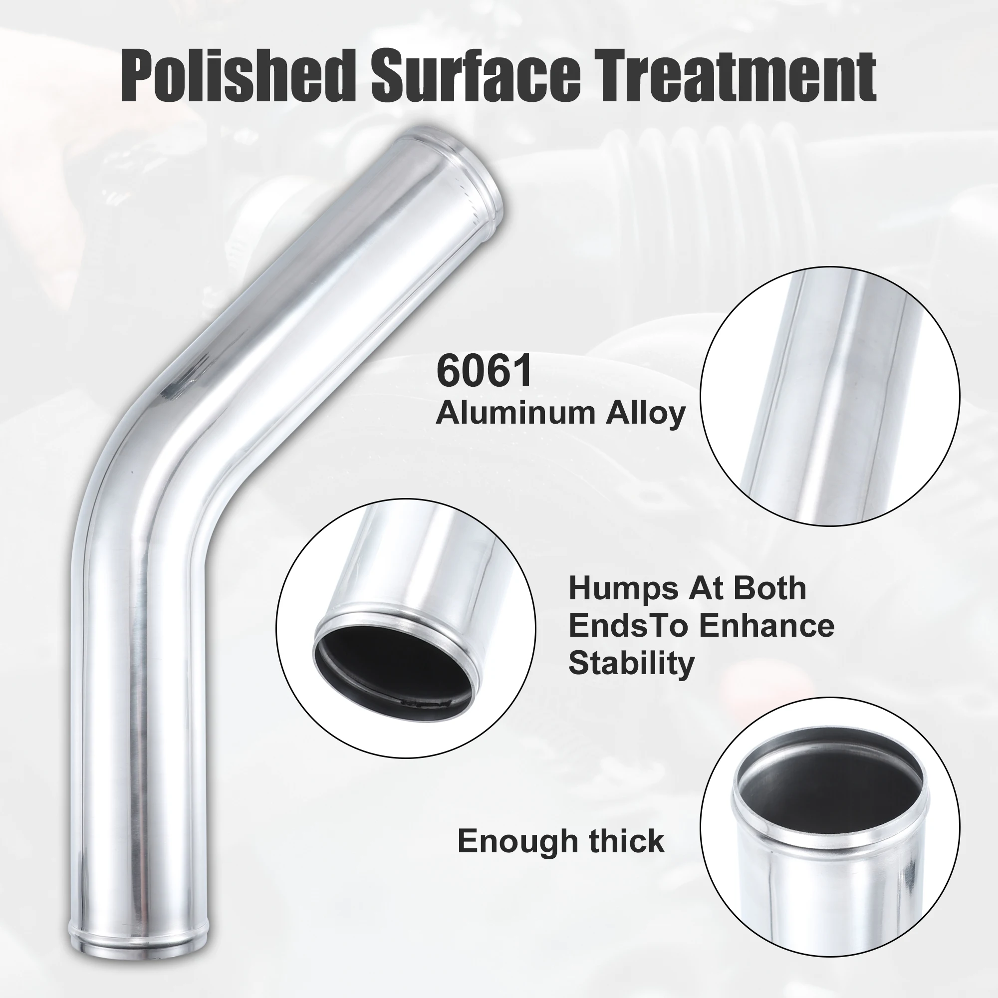 Intercooler pipe UXCELL 45 Degree Intercooler Pipe 63mm 70mm 76mm OD 300mm 500mm Long Aluminum Alloy Tube Air Intake Tube