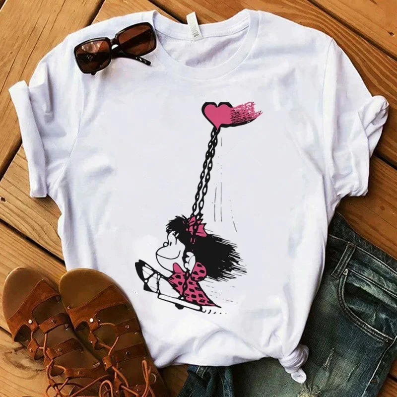 Mafalda T-Shirt Women Summer Harajuku Casual Short Sleeve T-Shirts