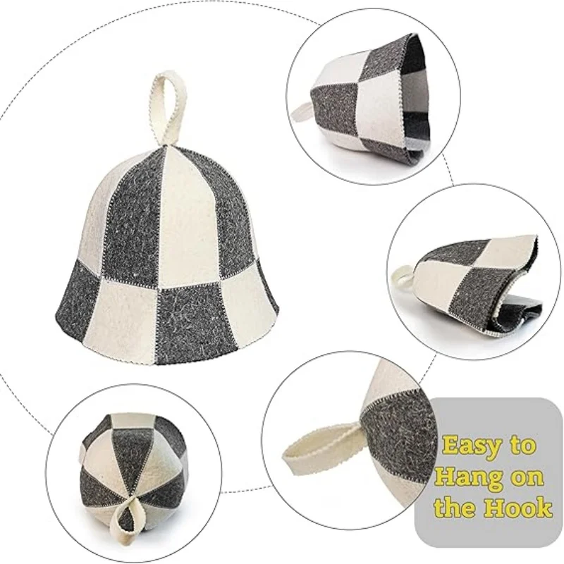 Natural Wool Felt Sauna Hat for Men and Women sauna hats
