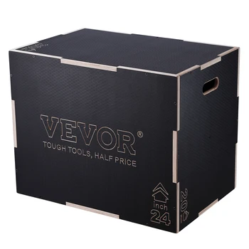 SucceBuy 3 in 1 Plyometric Jump Box Wooden Plyo Box Black For Home Gym Training Conditioning Strength Training 1