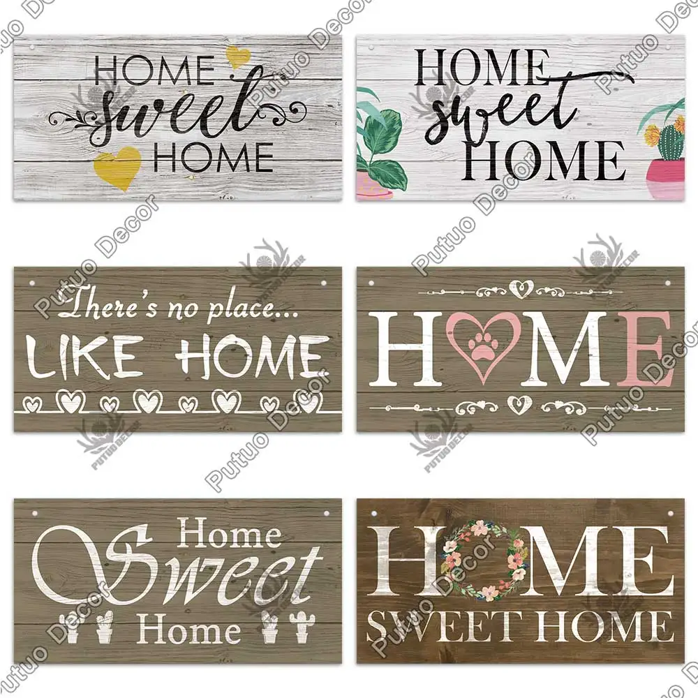 Putuo Decor Home Signs Wooden Hanging Signs Family Wooden Sign Plaque Wood Home Decor Gifts Living Room Door Decoration door sign wooden sign