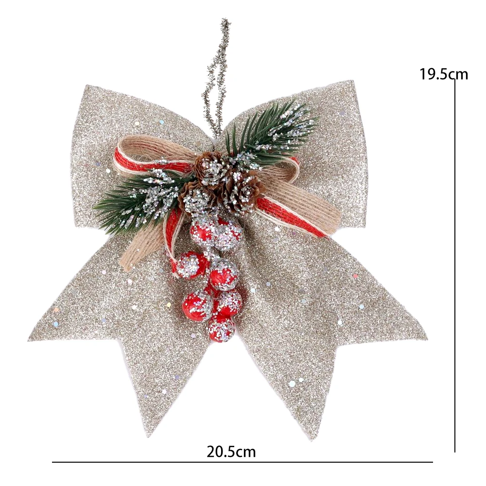 5/1x Christmas Mini Berry Bow Ornament Wreath Pendant Gift Box Decoration Powder Glitter Bow Christmas Tree Hanging Decoration