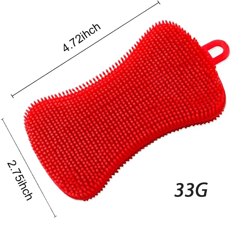 3PCS Silicone Dish Washing Brush Pot Pan Sponge Scrubber Silicone Scouring Pad Fruit Pot Pan Wash Brushes Kitchen Cleaning Tool 6