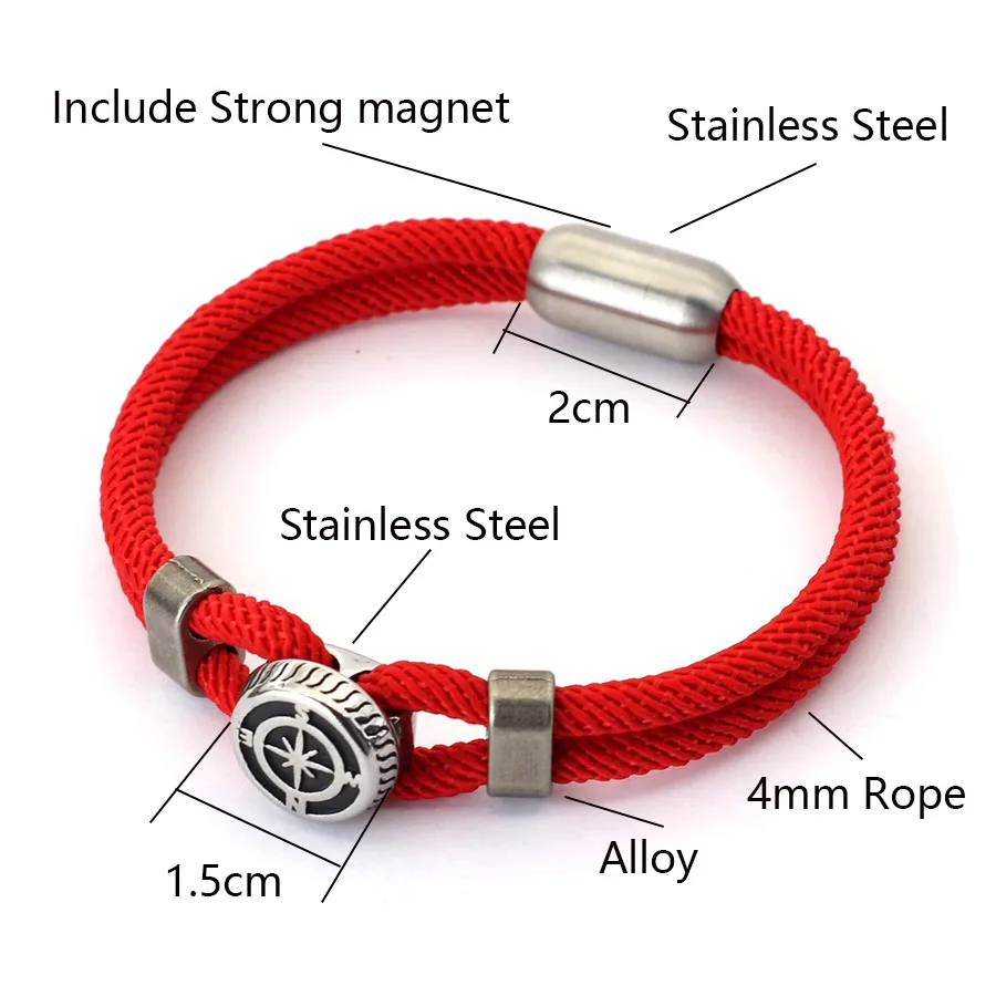 Viking Nautical Compass Bilayer Rope Bracelet for Men