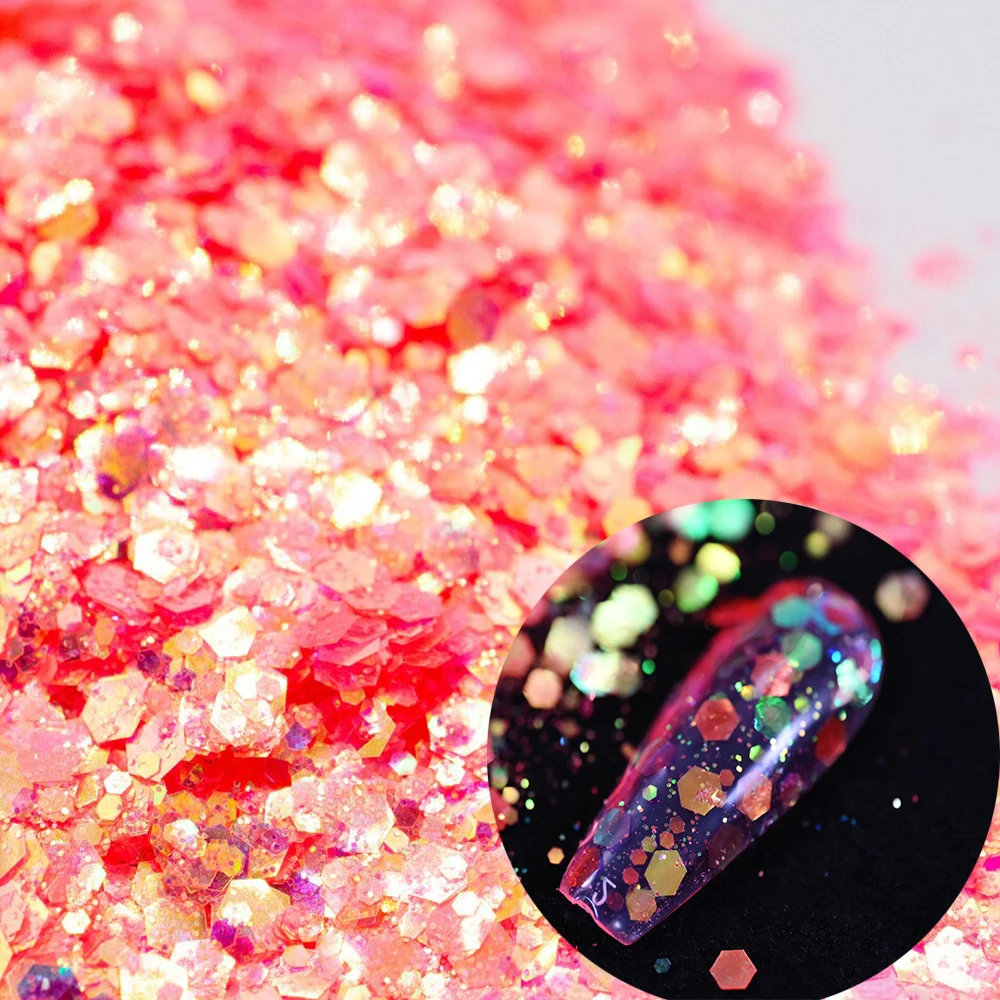 

Iridescent Chunky Glitter 50g/1.75oz 3sizes Mixed Glitter Multi Purpose Chunky Glitter for Face Eye Body Nail Hair (Iridescent )