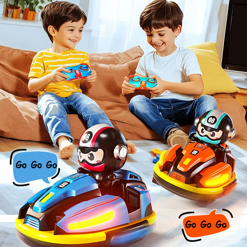 RC Battle Bumper Car Toy for Toddler Boy Girl Catapult Robot Karting Toy with Music Light RC Battle Game for Kids Family Battles