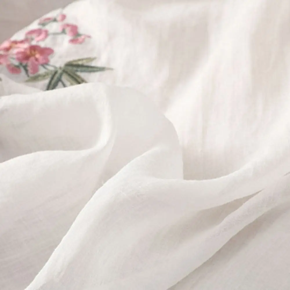 Fashion Chinese Style Short Sleeved Shirts Retro Loose Embroidered Floral Top Frog Button Stand Collar Cotton Linen Shirt Daily
