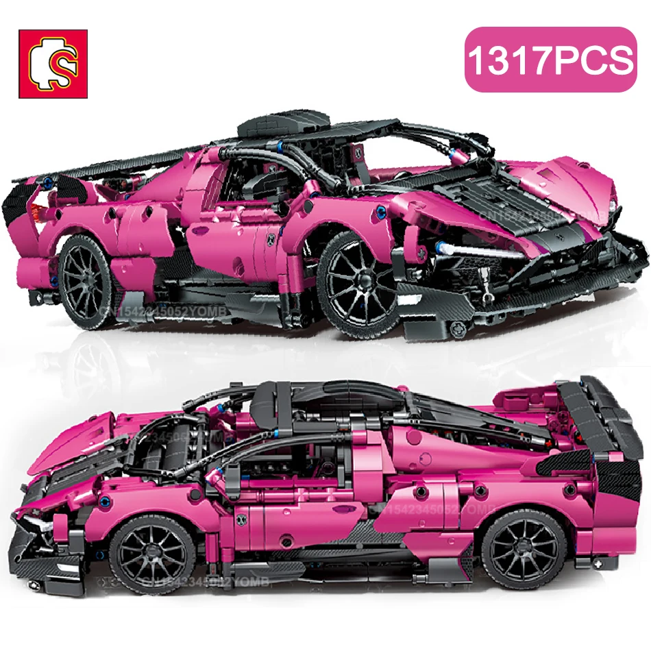 

SEMBO 1317PCS City Technical High-Tech RC Super Sport Car Model Building Blocks Purple Super-Car Bricks Constructor Toys Kids