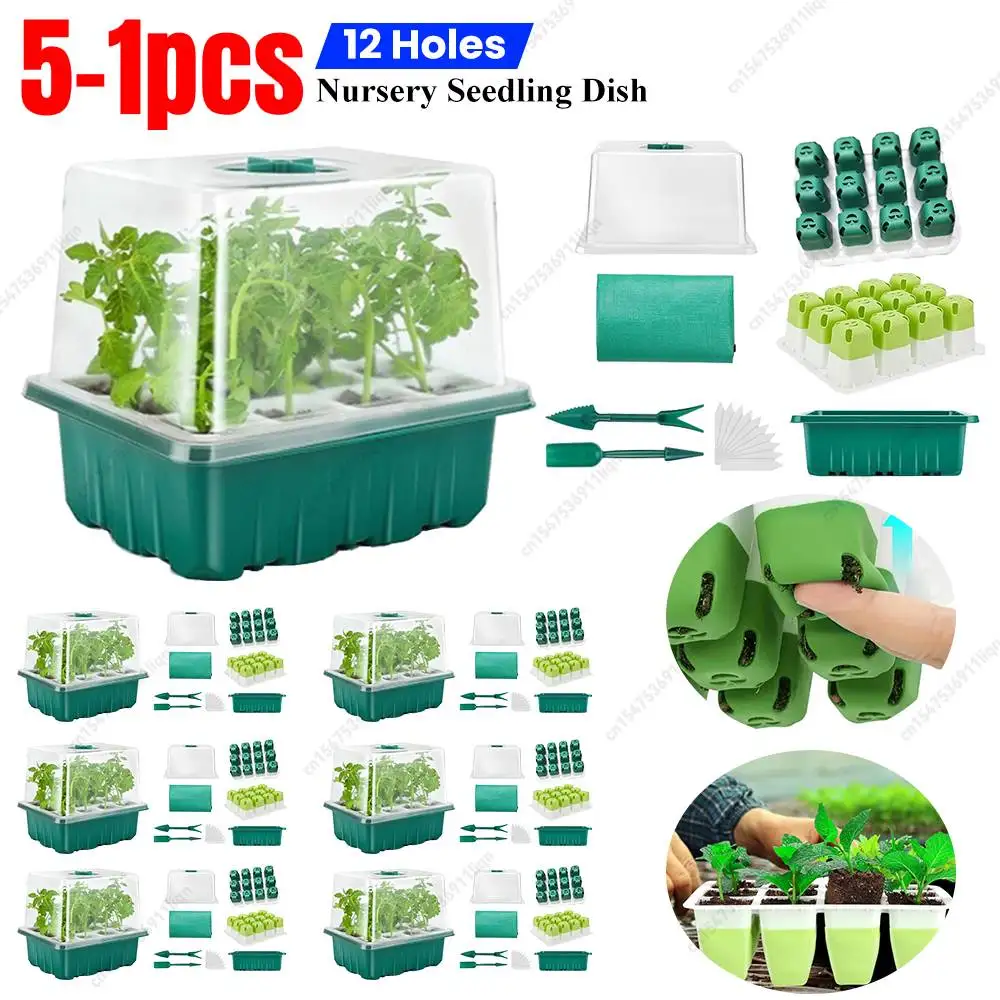 Seedling Starter Tray Kit with 12-Hole Silicone Planter