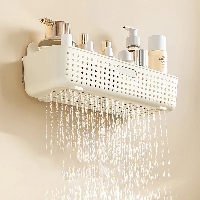 Bathroom Home Storage Shelf Toilet Storage Cabinet Drain Rack Punch Free Wall Mounted Shower Cosmetics Dressing Organizer Shelve 4