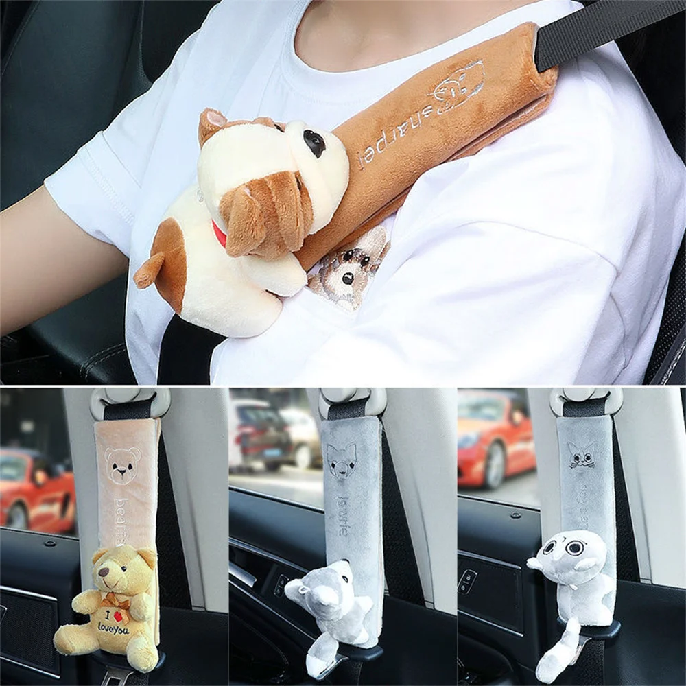 Seat Belt Covers Cartoon Car Seat Belt Shoulder Pad Warm Flannel Interior Cushion Protector Safety Protection
